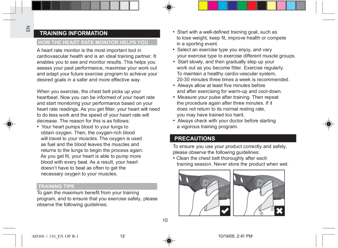 Oregon AH310E, AH310A, AH300E, AH300A Training Information, Precautions, HOW the Heart Rate Monitor Helps YOU, Training Tips 
