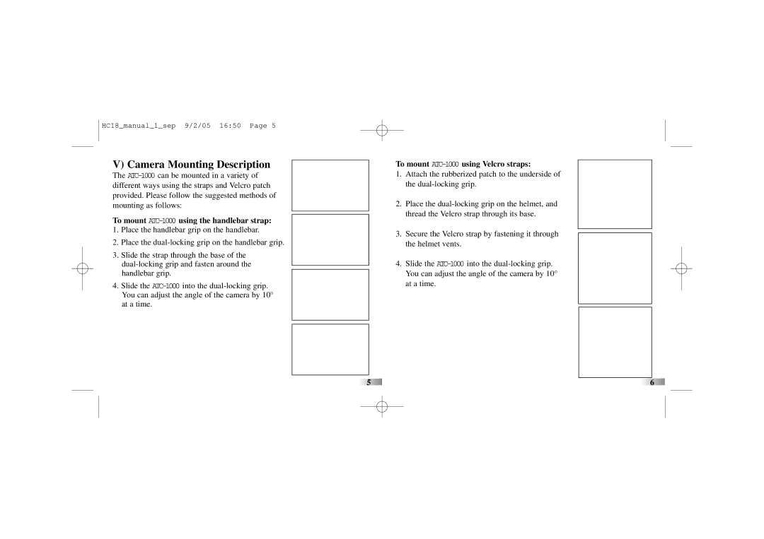 Oregon Camera Mounting Description, To mount ATC-1000using the handlebar strap, To mount ATC-1000using Velcro straps 