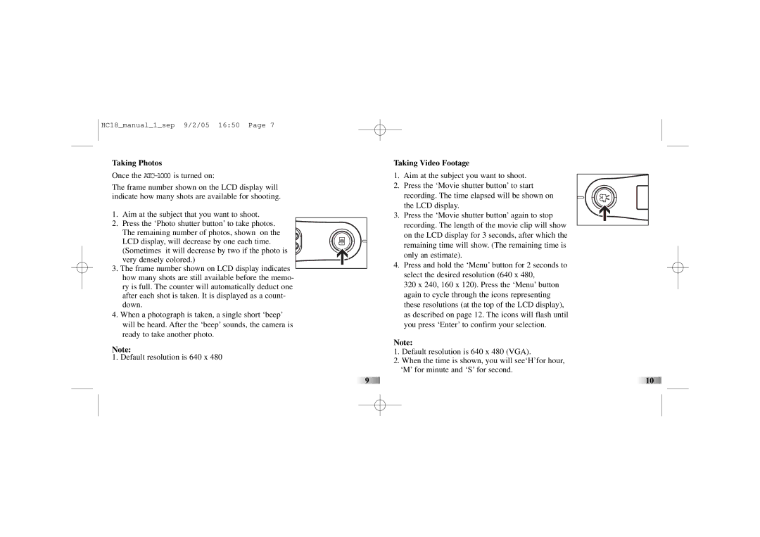 Oregon ATC-1000 manual Taking Photos, Taking Video Footage 