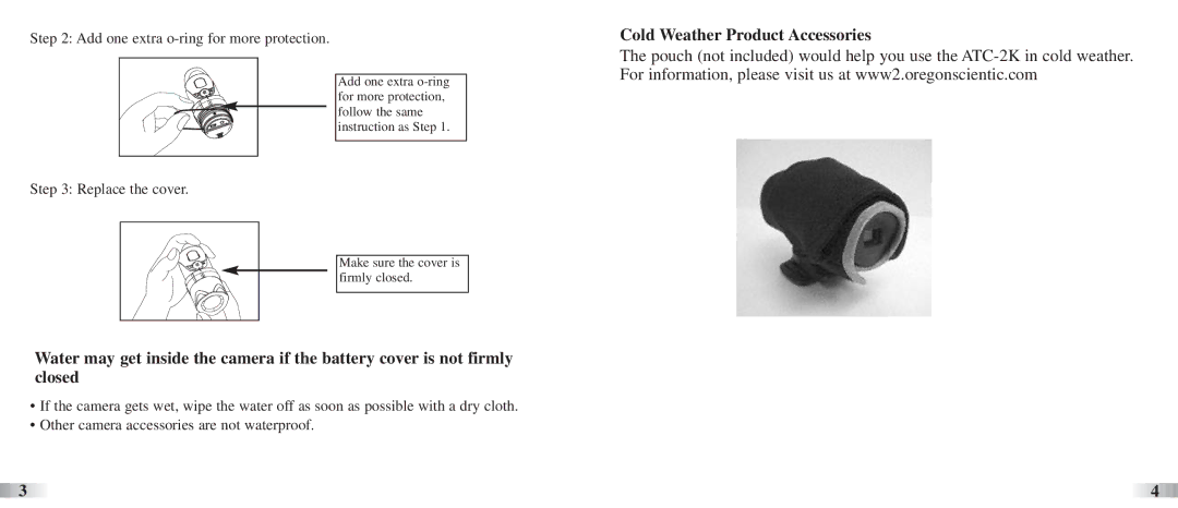 Oregon ATC-2K technical specifications Cold Weather Product Accessories 