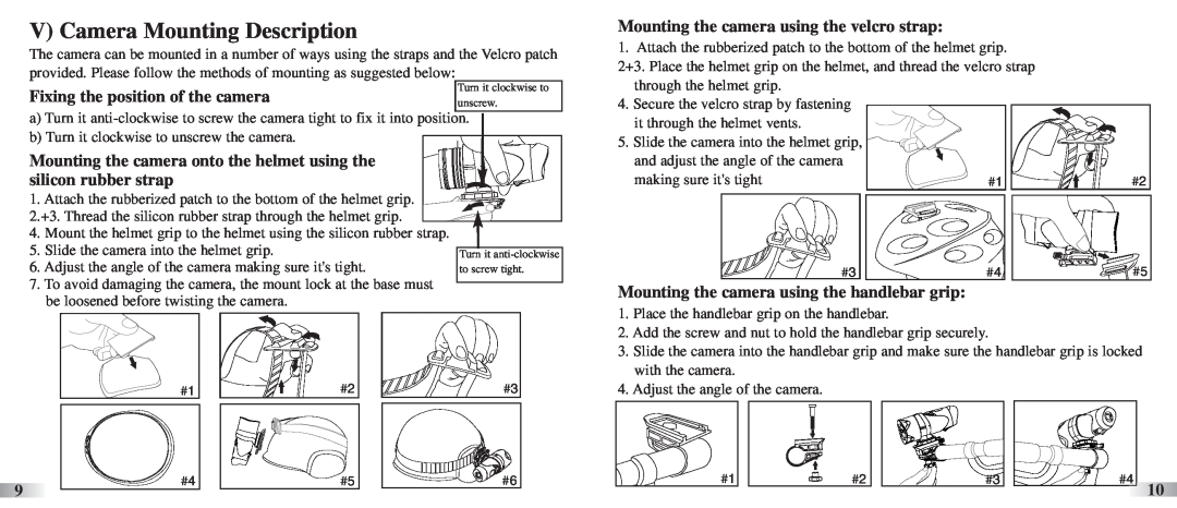 Oregon ATC-2K V Camera Mounting Description, Fixing the position of the camera, Mounting the camera using the velcro strap 