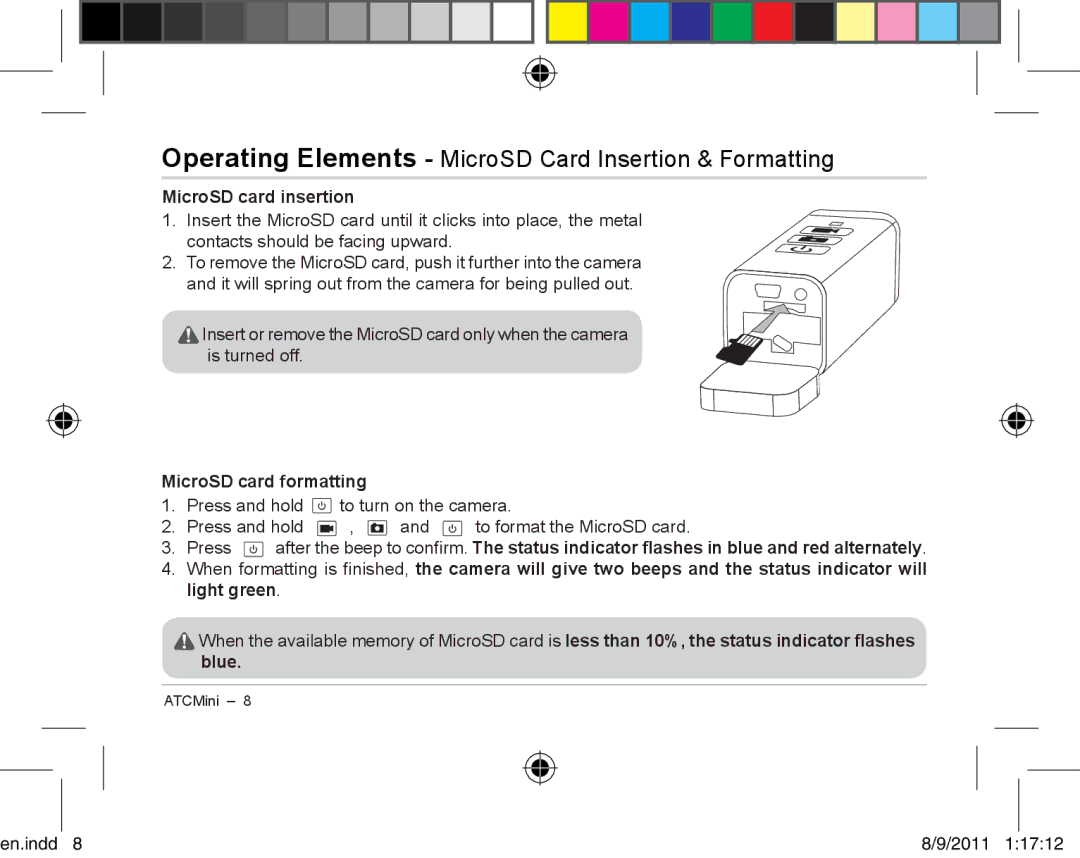 Oregon ATCmini Operating Elements MicroSD Card Insertion & Formatting, MicroSD card insertion, MicroSD card formatting 