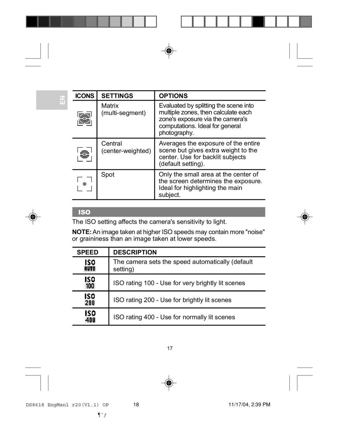 Oregon DS8618 user manual Iso, Speed Description 