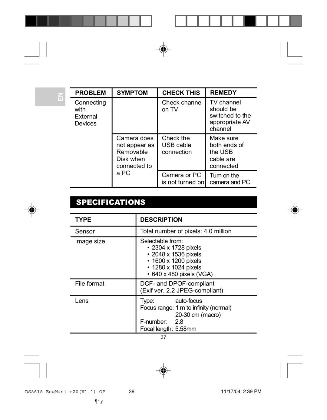 Oregon DS8618 user manual Specifications, Type Description 