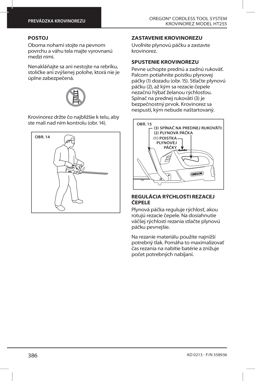 Oregon HT255 instruction manual 386 