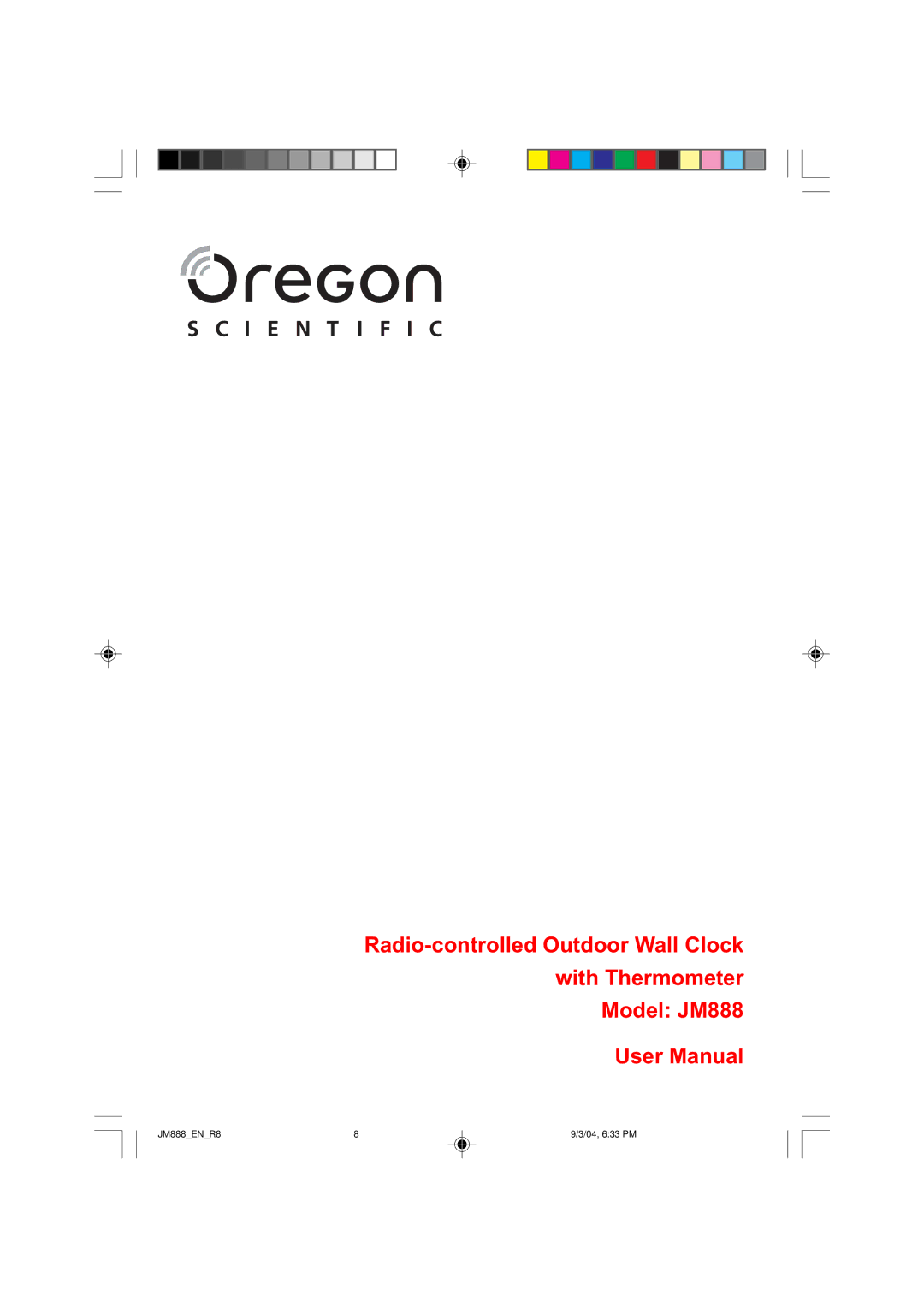 Oregon user manual JM888ENR8 04, 633 PM 