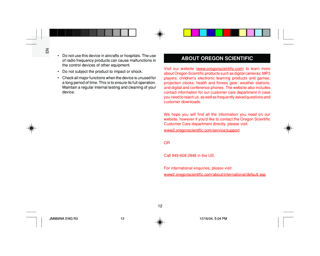 Oregon JM889NA user manual About Oregon Scientific 