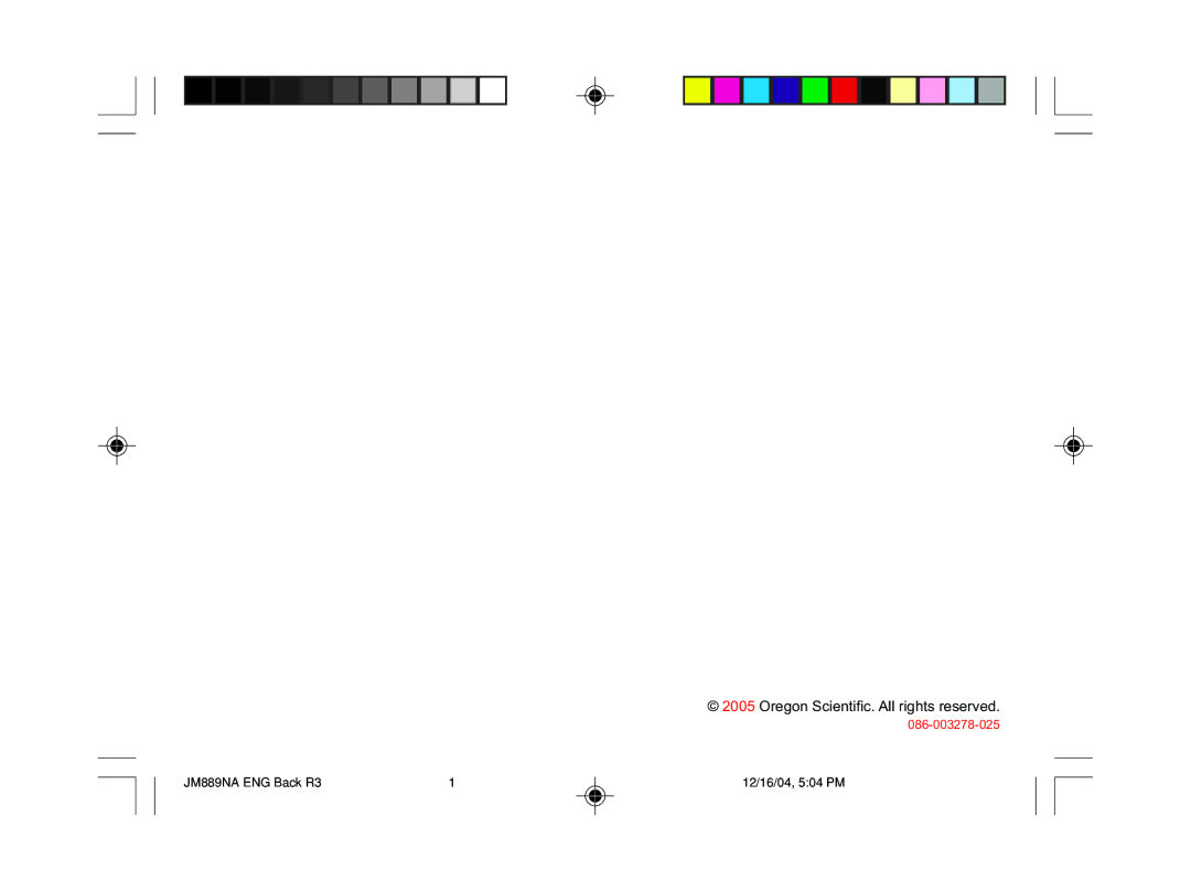 Oregon JM889NA user manual Oregon Scientific. All rights reserved 