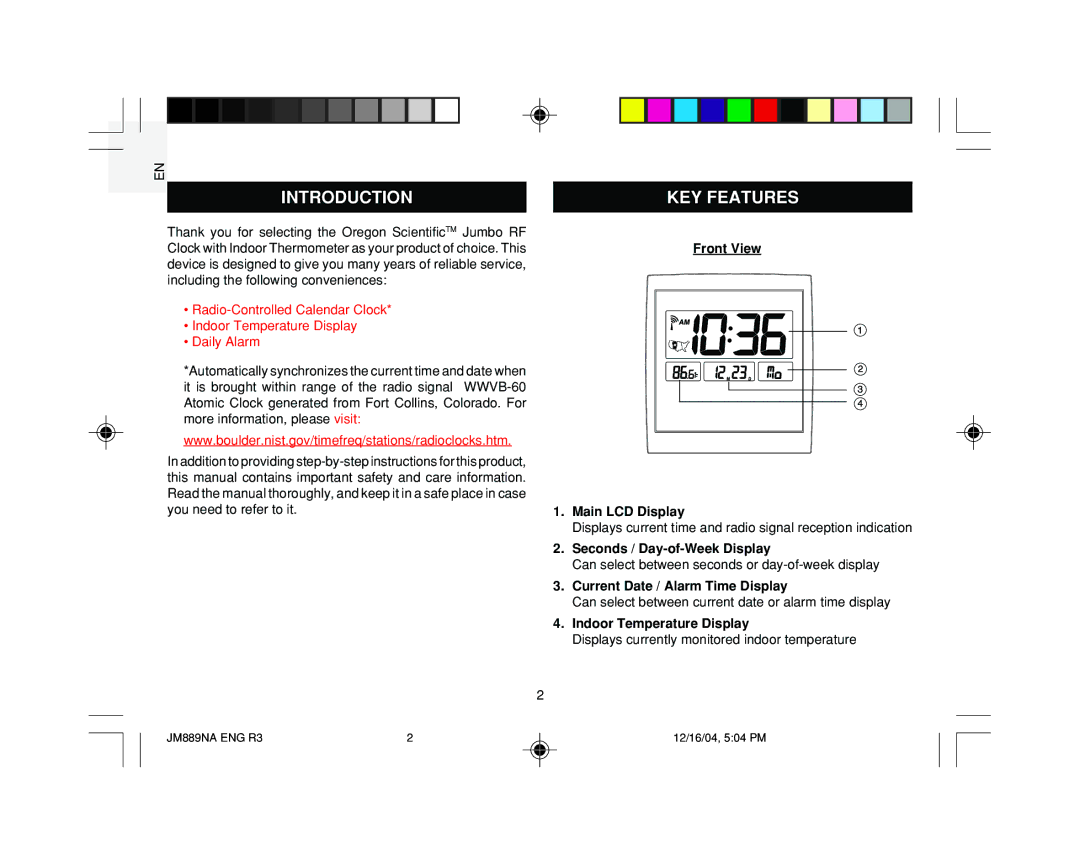 Oregon JM889NA user manual Introduction, KEY Features 