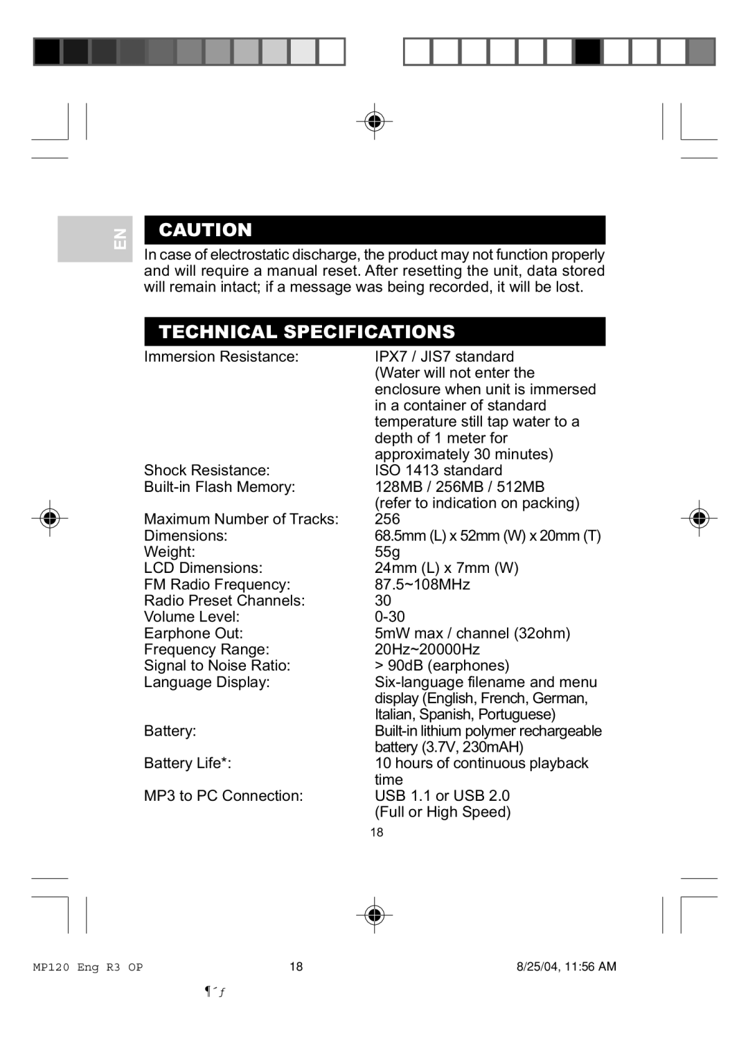 Oregon MP 120 user manual Technical Specifications 