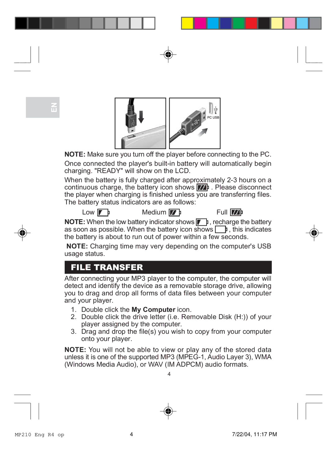 Oregon MP 210 user manual File Transfer 