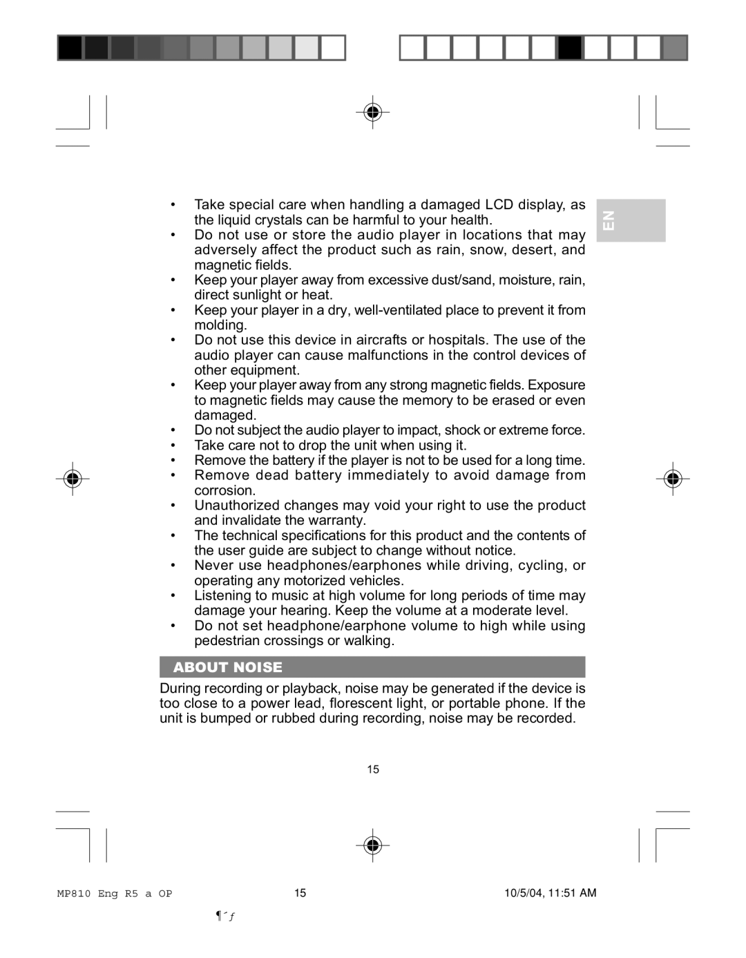 Oregon MP810 user manual About Noise 