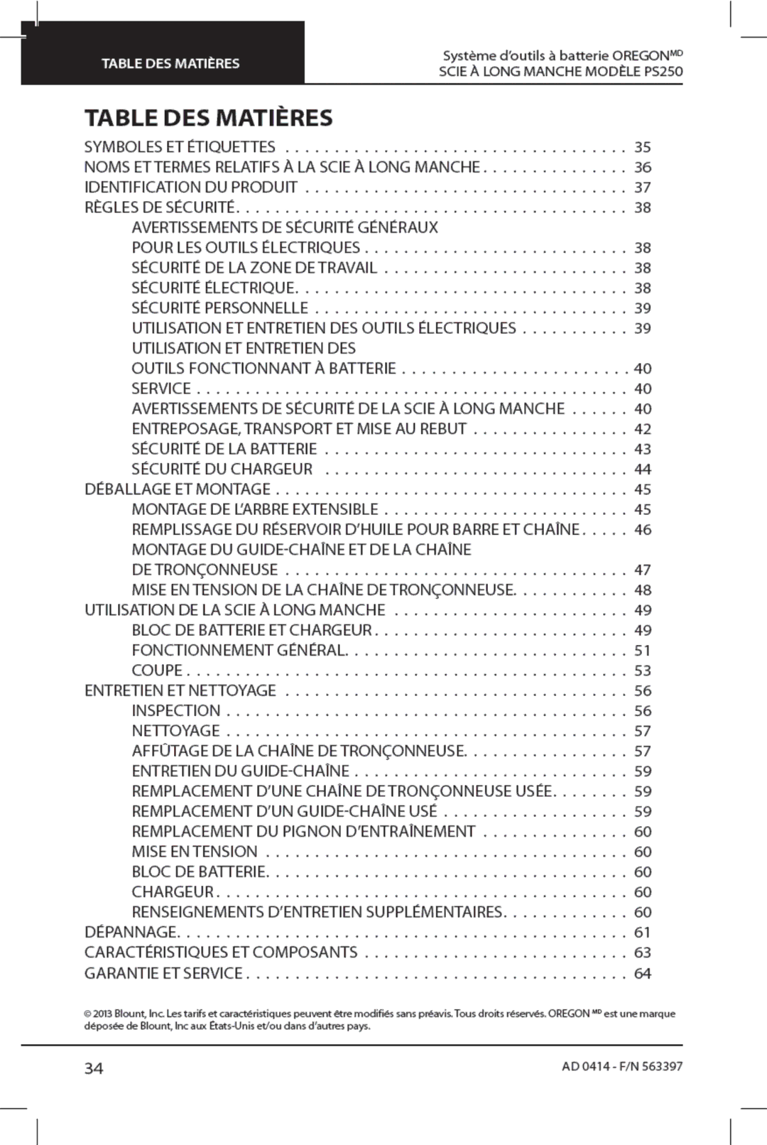 Oregon PS250 manual 