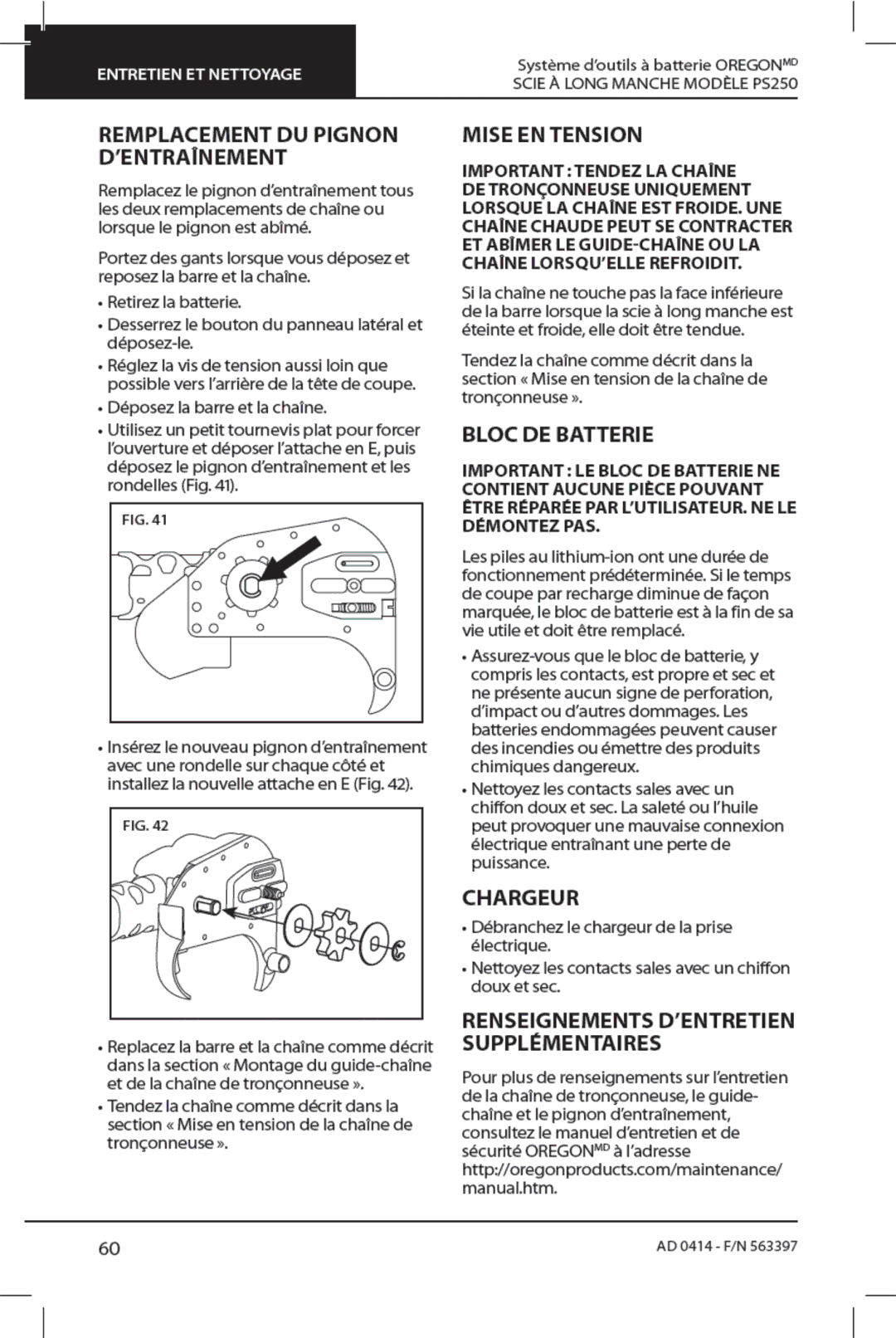 Oregon PS250 manual 