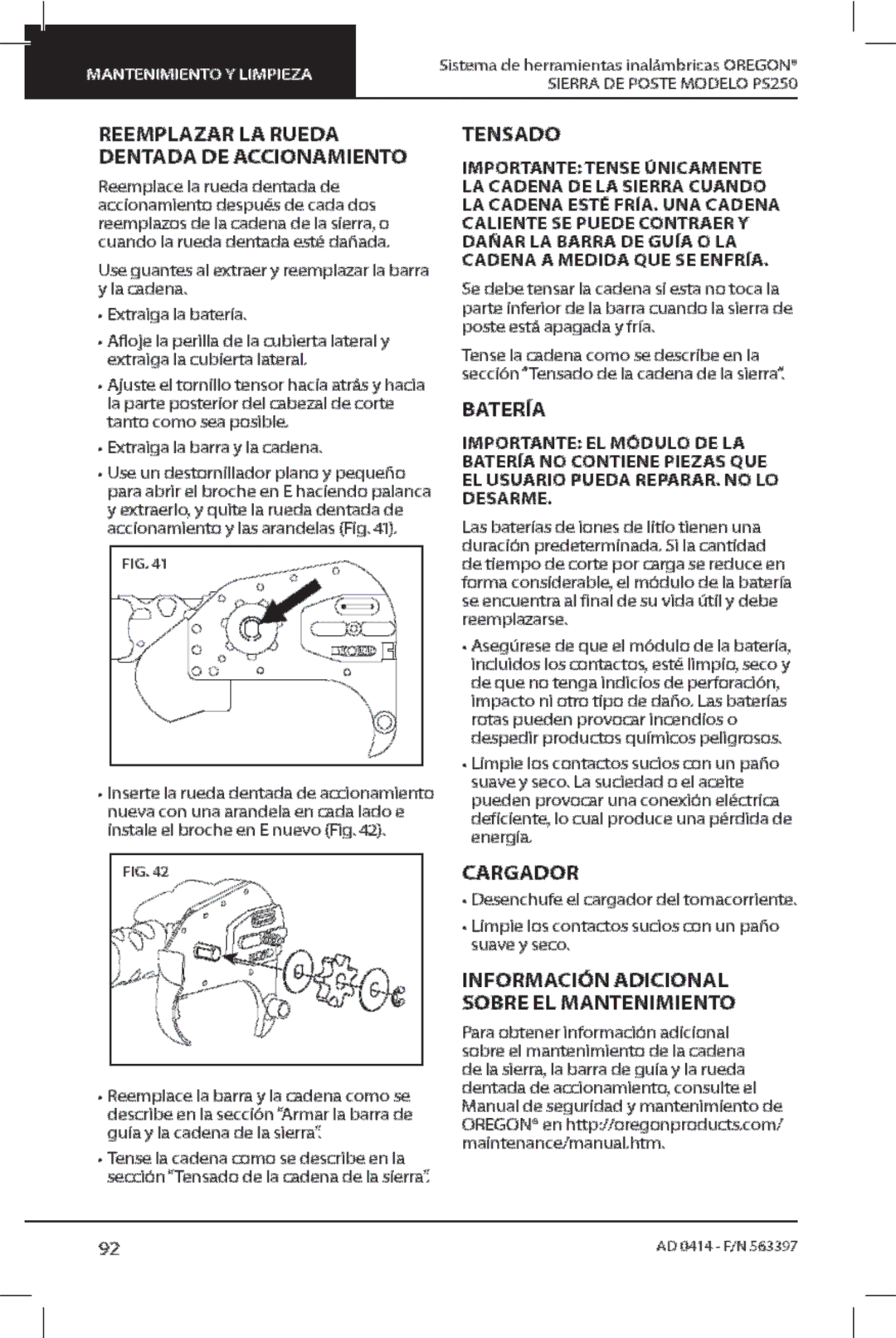 Oregon PS250 manual 