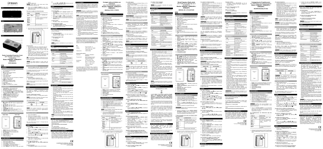 Oregon RRM320PU specifications Overview Front View, Back View, TOP View, Remote Sensor, Main Unit Installation, Alarm 