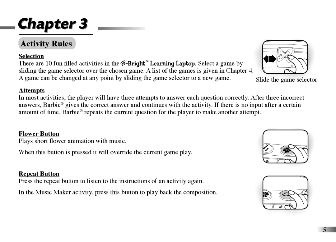 Oregon Scientific 086L004850-017 manual Activity Rules, Attempts, Flower Button, Repeat Button 