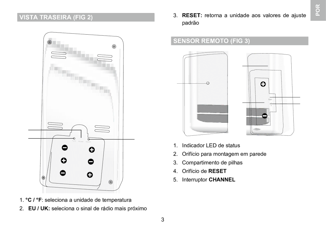 Oregon Scientific 086L005036-017 user manual Vista Traseira FIG, Sensor Remoto FIG 