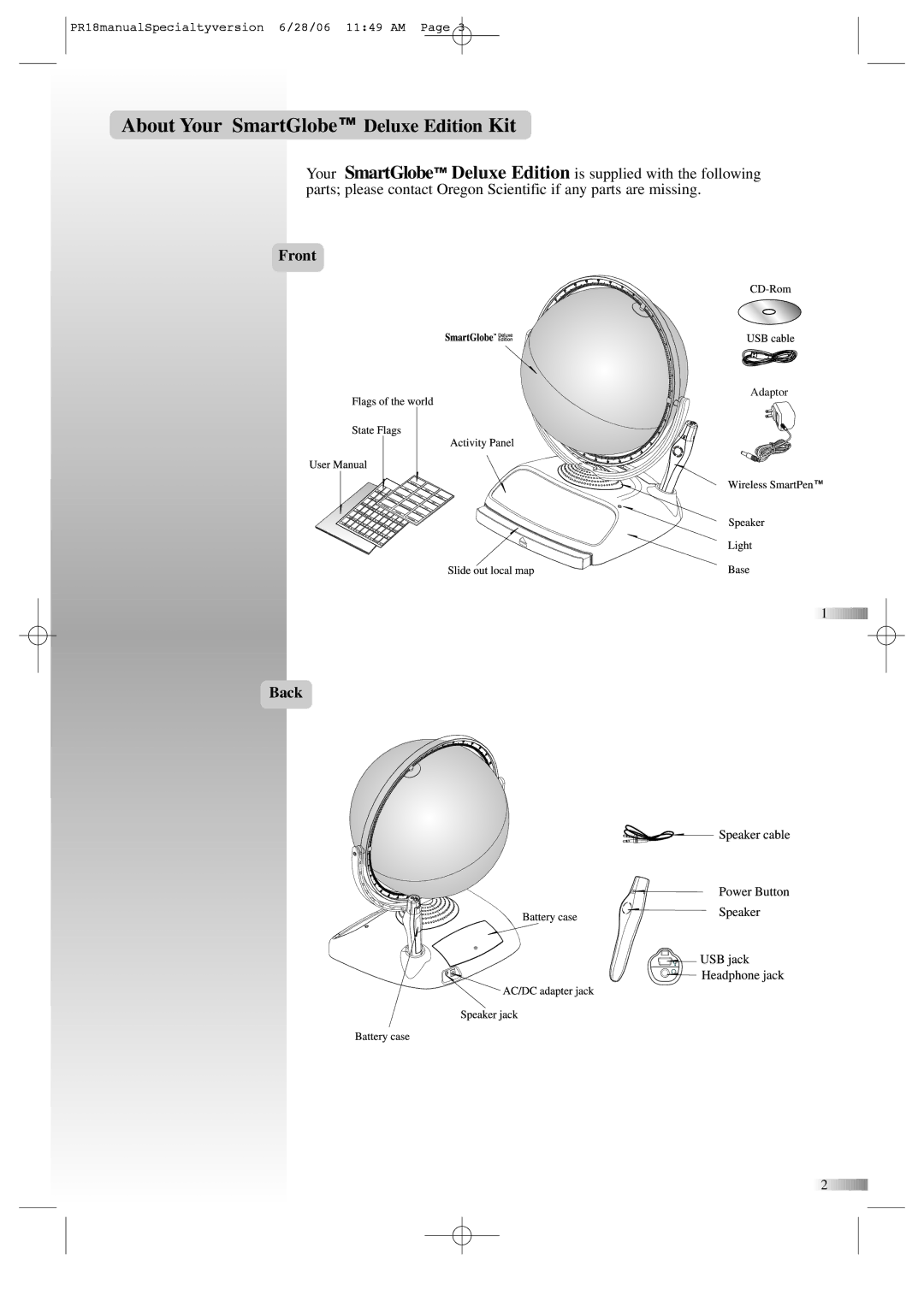 Oregon Scientific AC/DC Adapter manual Front, Back 