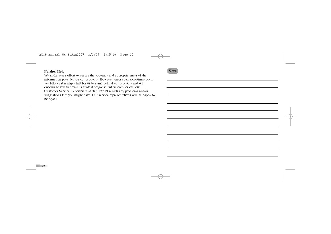 Oregon Scientific atc-2k manual Further Help 