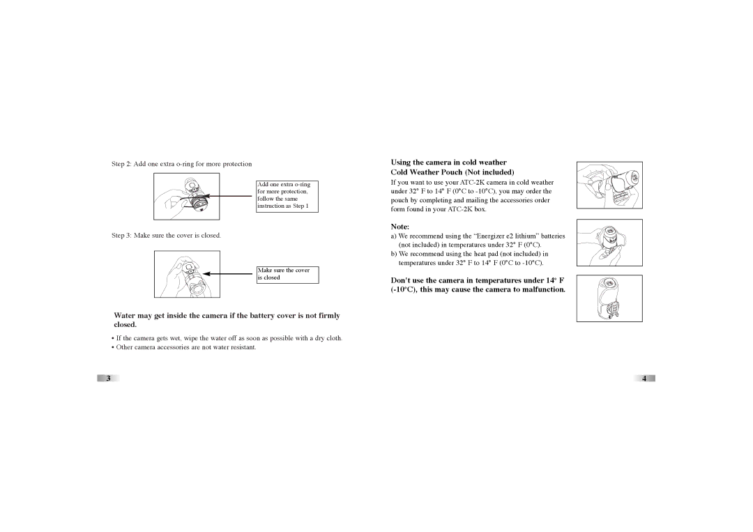 Oregon Scientific atc-2k manual Add one extra o-ring for more protection 