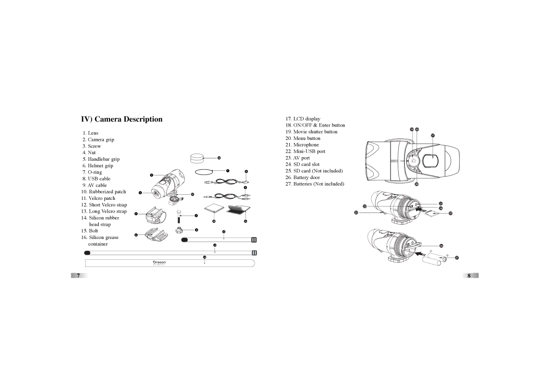 Oregon Scientific atc-2k manual IV Camera Description 