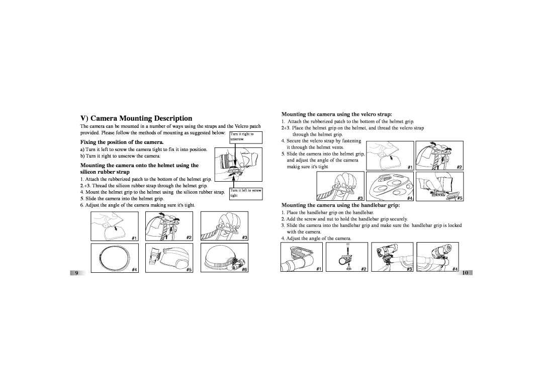 Oregon Scientific atc-2k manual V Camera Mounting Description, Fixing the position of the camera 
