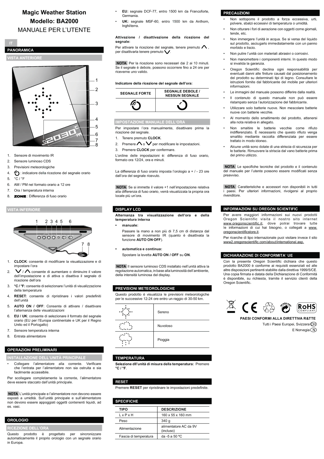 Oregon Scientific BA2000 manual # $#, 23 4% 