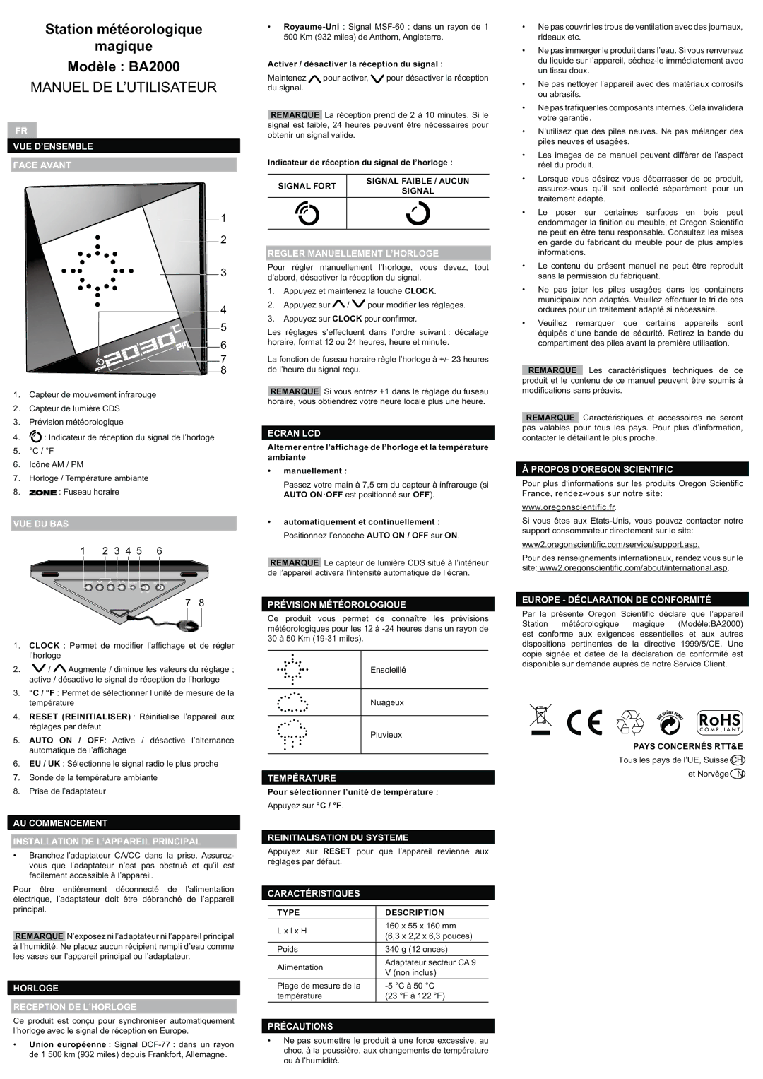 Oregon Scientific BA2000 manual Ddd!?%, @D ! D 