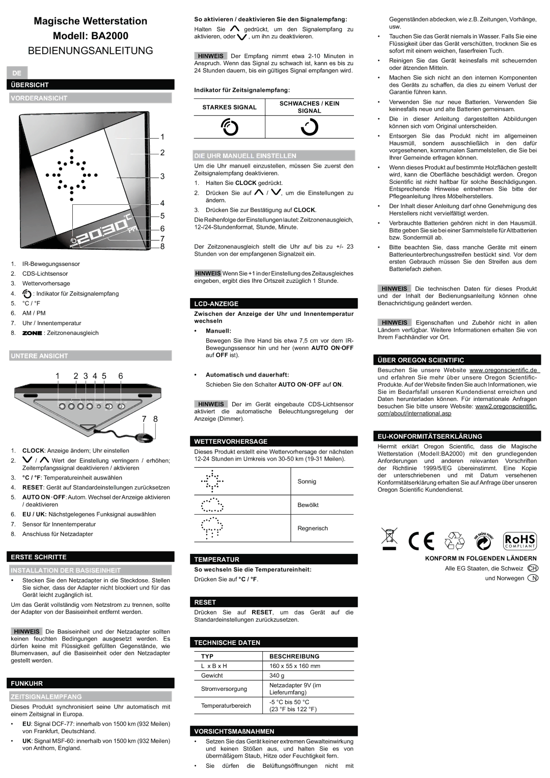 Oregon Scientific BA2000 manual Ga-A, BF3*.+B, 2H2, @I!I% 