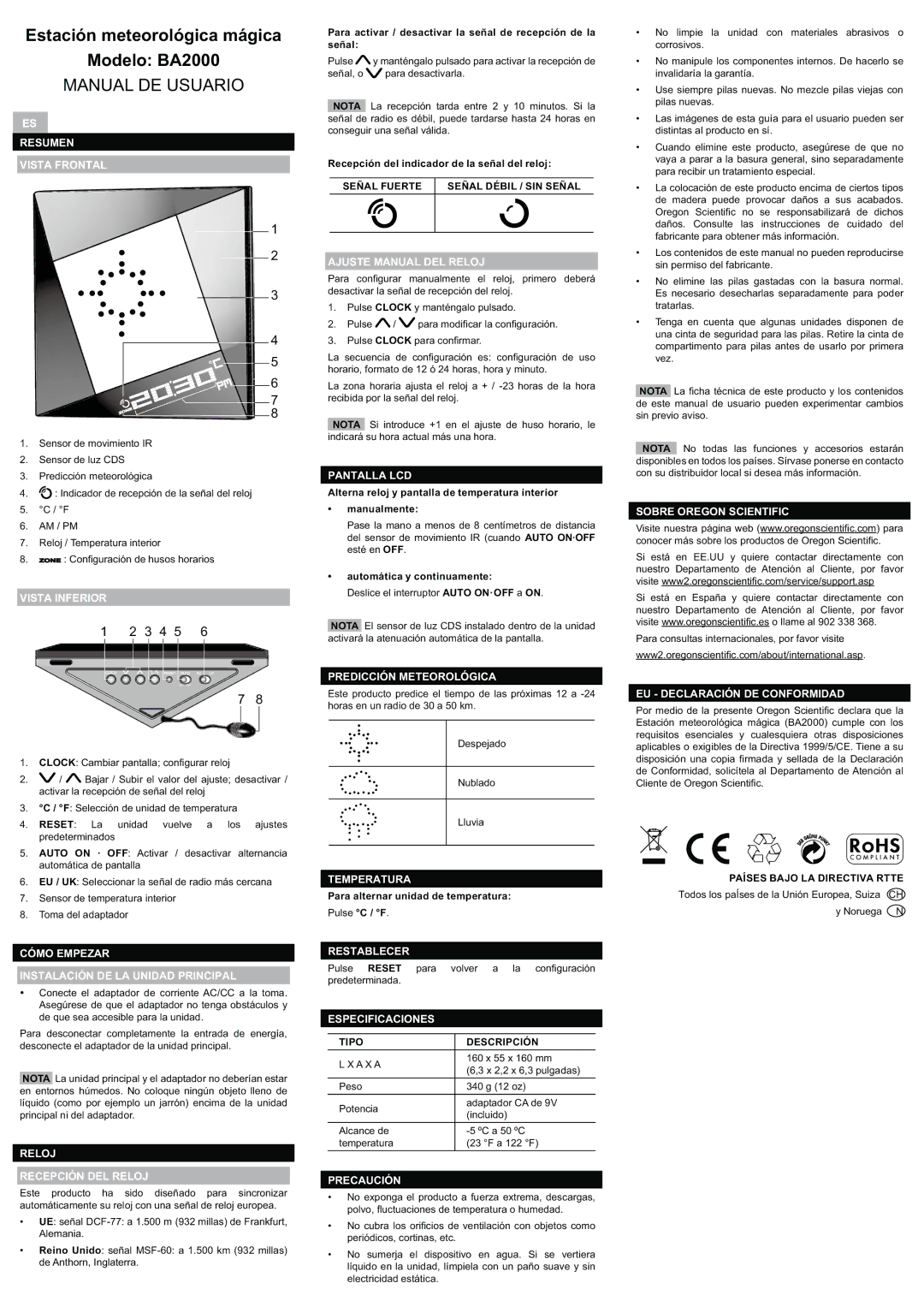 Oregon Scientific BA2000 manual      , P!D!$P, @ ! L 