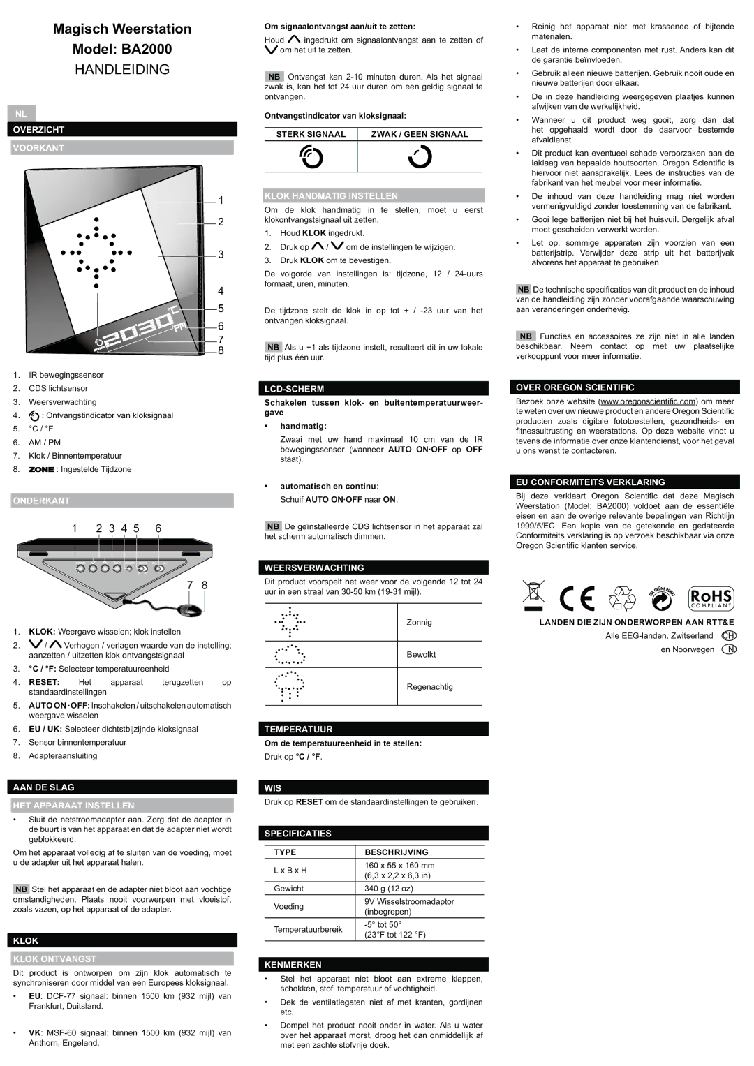 Oregon Scientific BA2000 manual $/7, @ /.+//G@ 