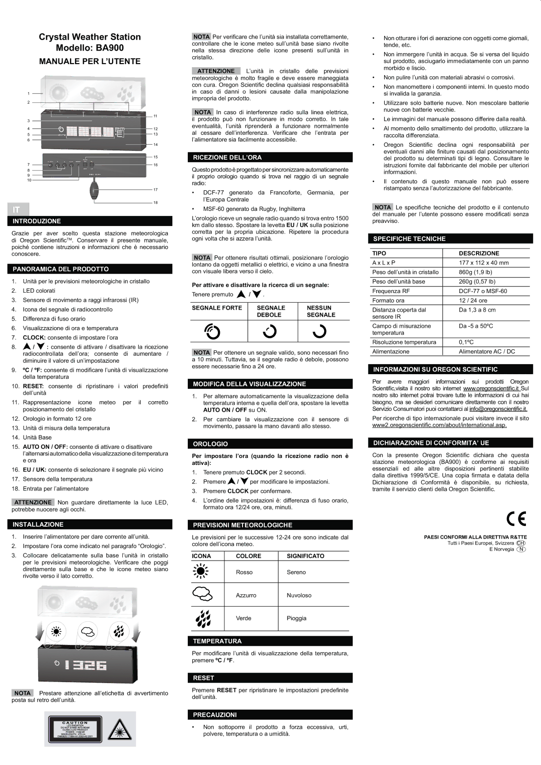 Oregon Scientific BA900 manual $ #$#, # #%, $% ! +, $ +! +, # + 4 # !3 