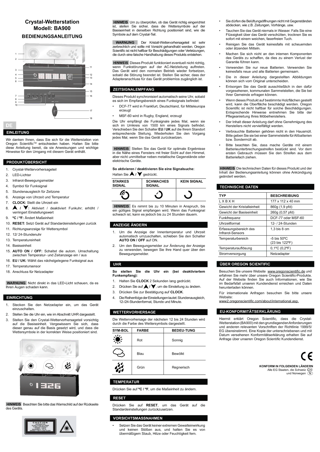 Oregon Scientific BA900 manual $#&! +, 57 6-71=2, +!+, + +#, ?!&? 