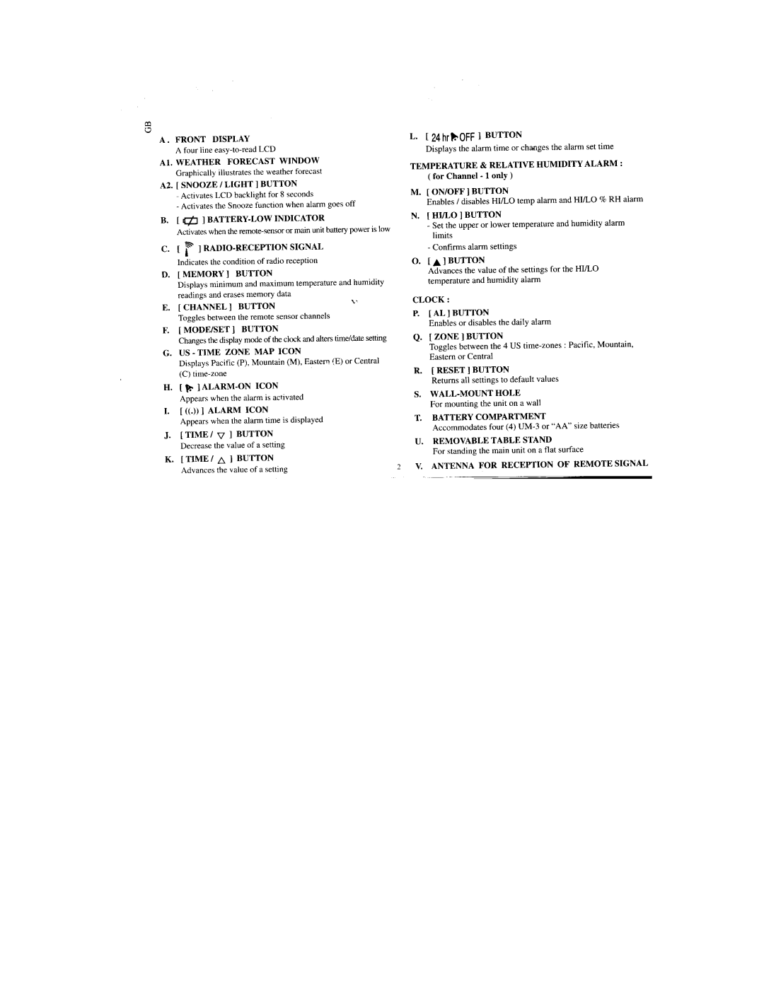 Oregon Scientific BAR122HGLA manual 