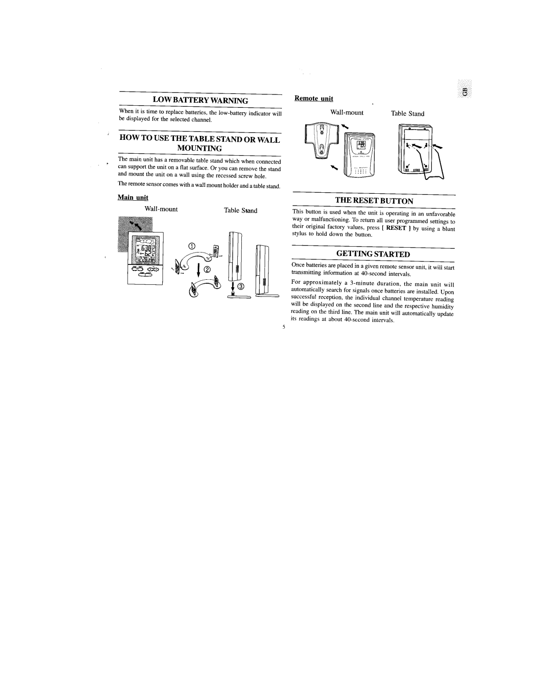 Oregon Scientific BAR122HGLA manual 