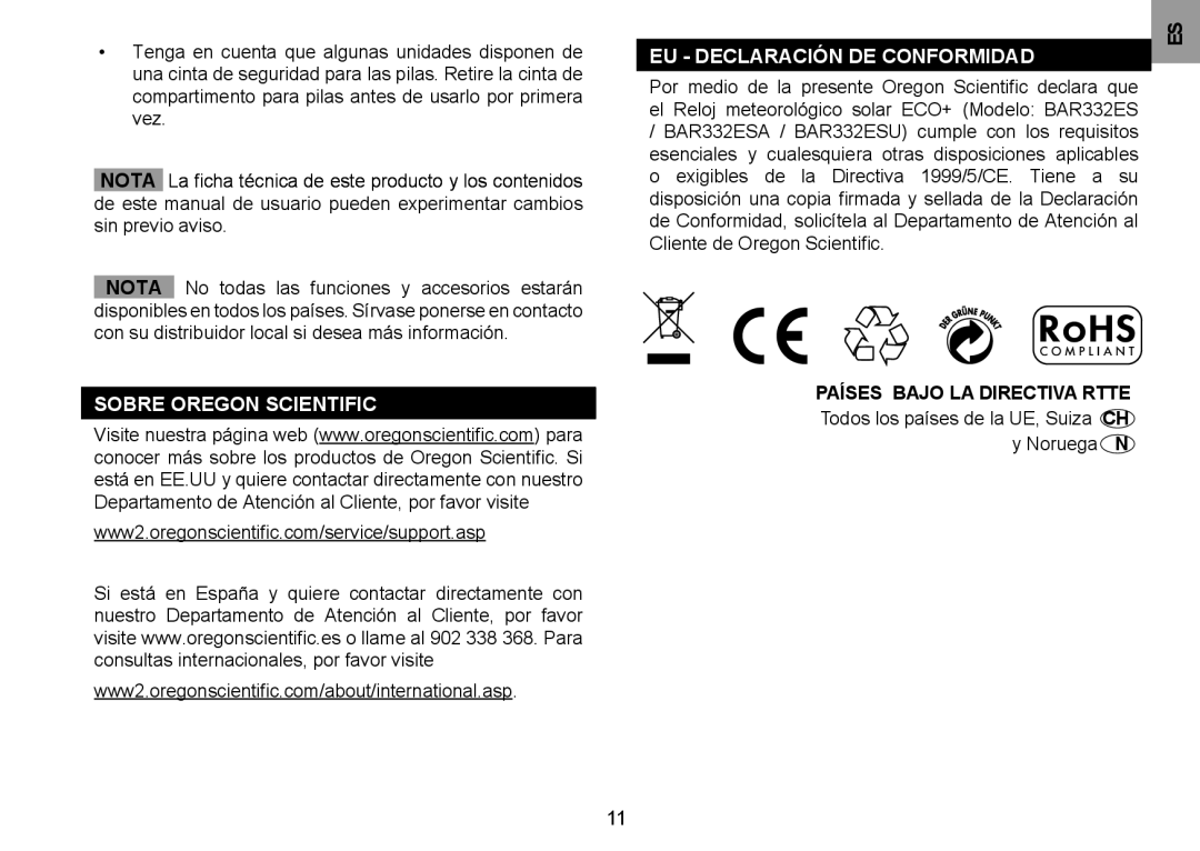 Oregon Scientific BAR332ESA, BAR332ESU user manual Sobre Oregon Scientific 