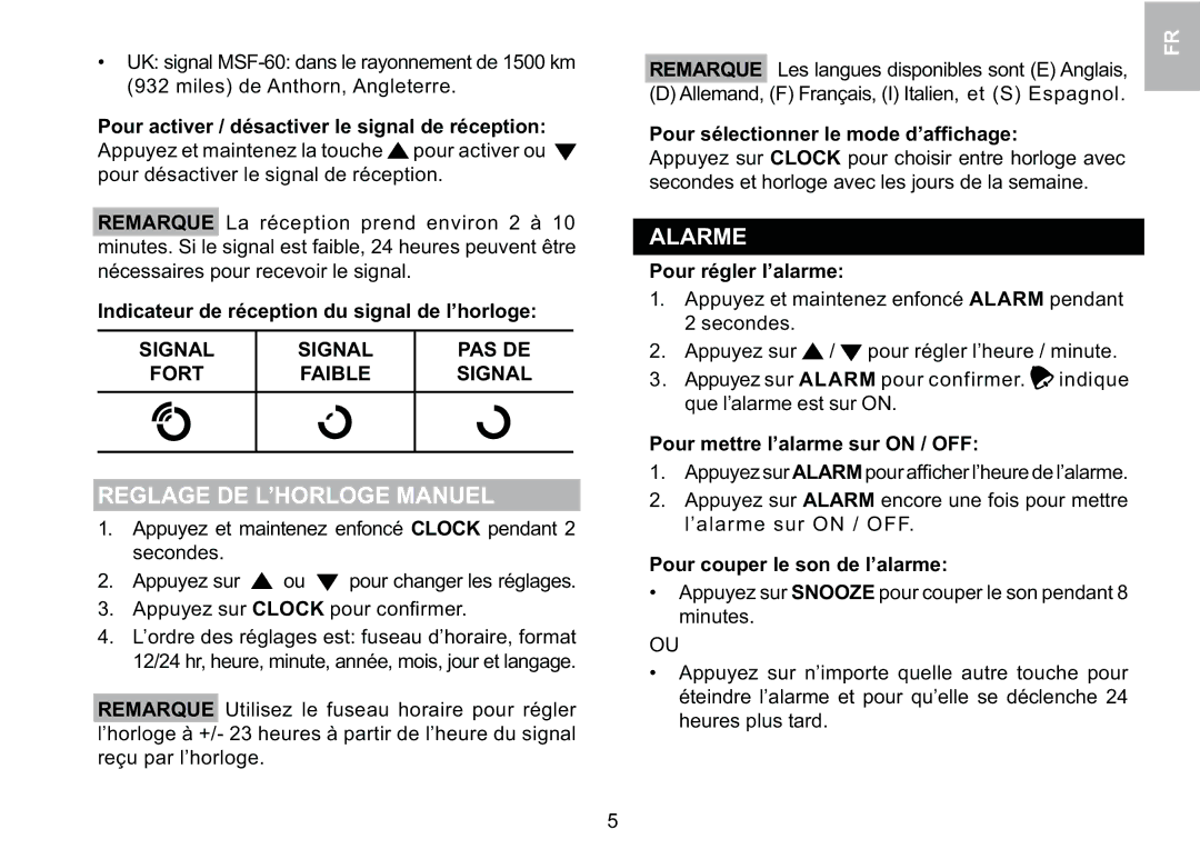 Oregon Scientific BAR339P manual $H$H 