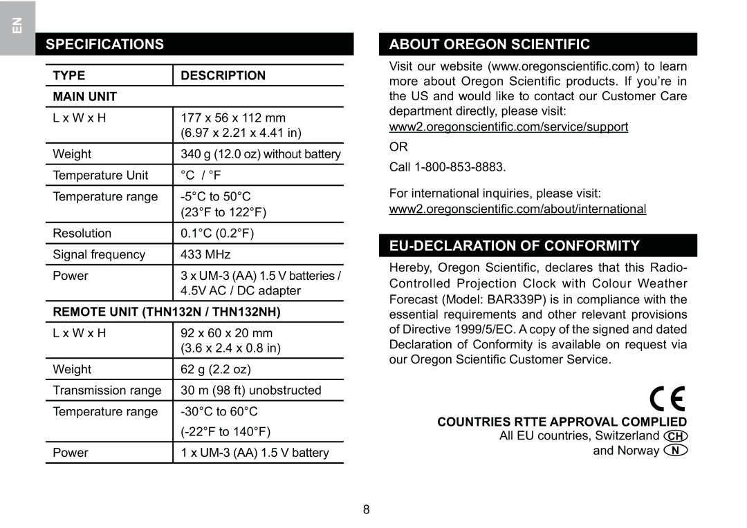 Oregon Scientific BAR339P manual Bc#C#D 