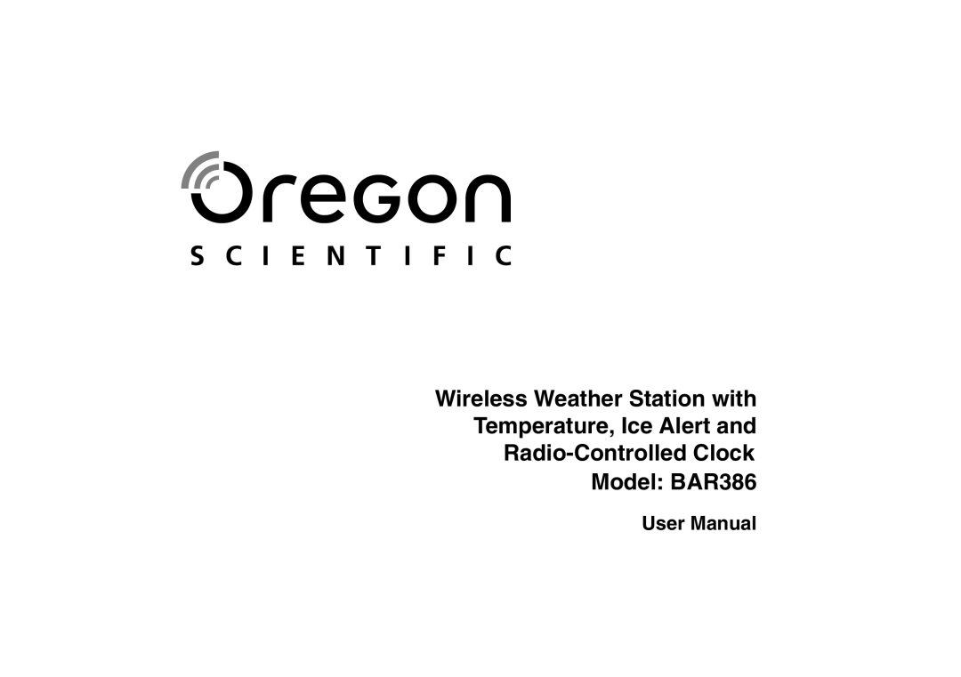 Oregon Scientific BAR386 user manual 