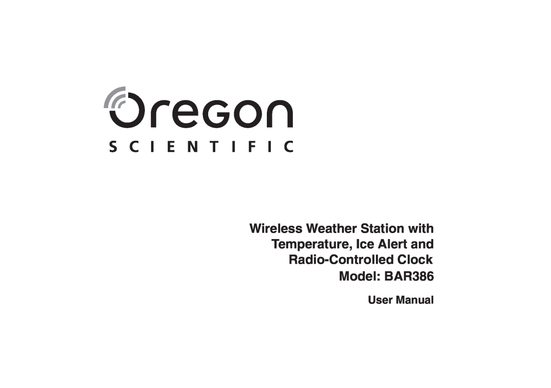 Oregon Scientific BAR386 user manual 