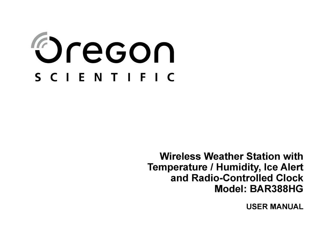 Oregon Scientific 086L004438-013, BAR388HG user manual 