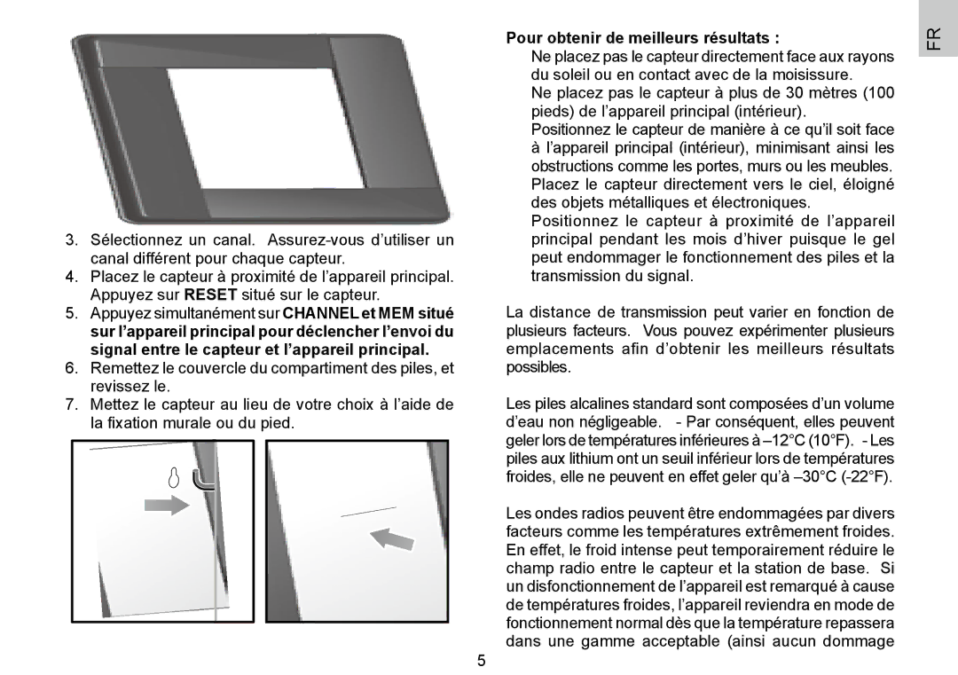 Oregon Scientific 086L004438-013, BAR388HG user manual Pour obtenir de meilleurs résultats 