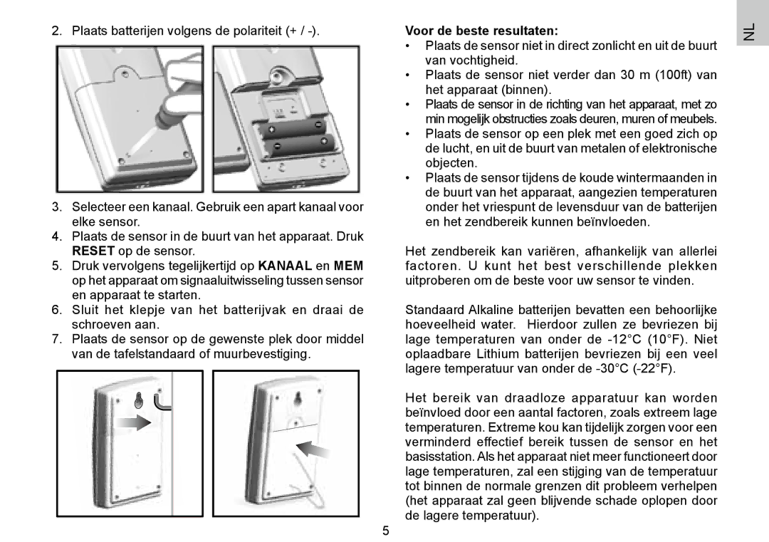 Oregon Scientific 086L004438-013, BAR388HG user manual Voor de beste resultaten 