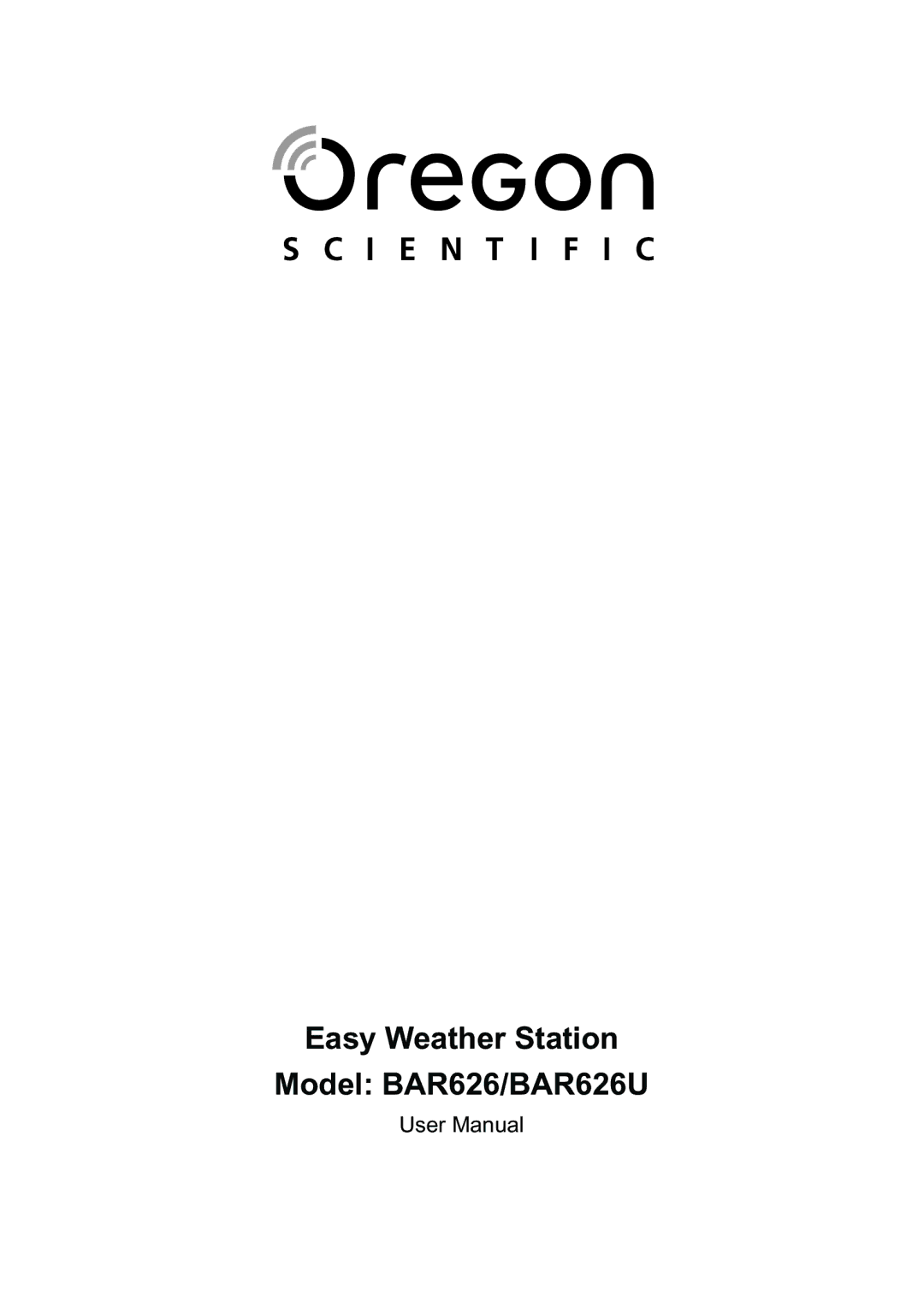 Oregon Scientific specifications Easy Weather Station Model BAR626/BAR626U 