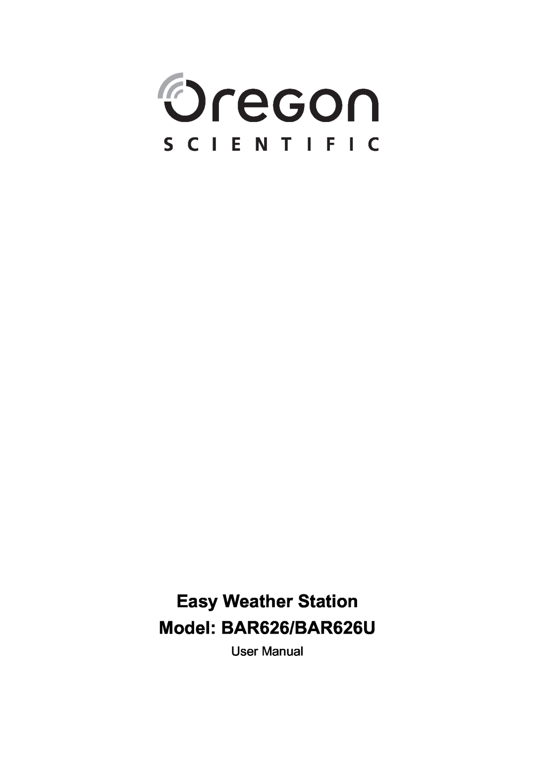 Oregon Scientific specifications Easy Weather Station Model BAR626/BAR626U 