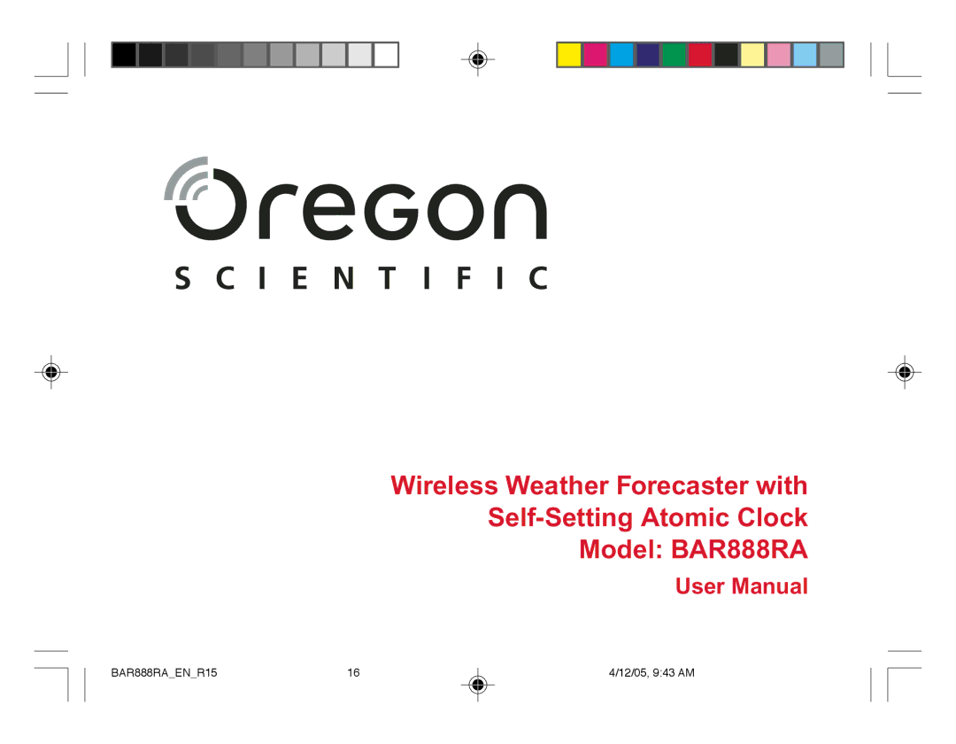 Oregon Scientific user manual BAR888RAENR15 