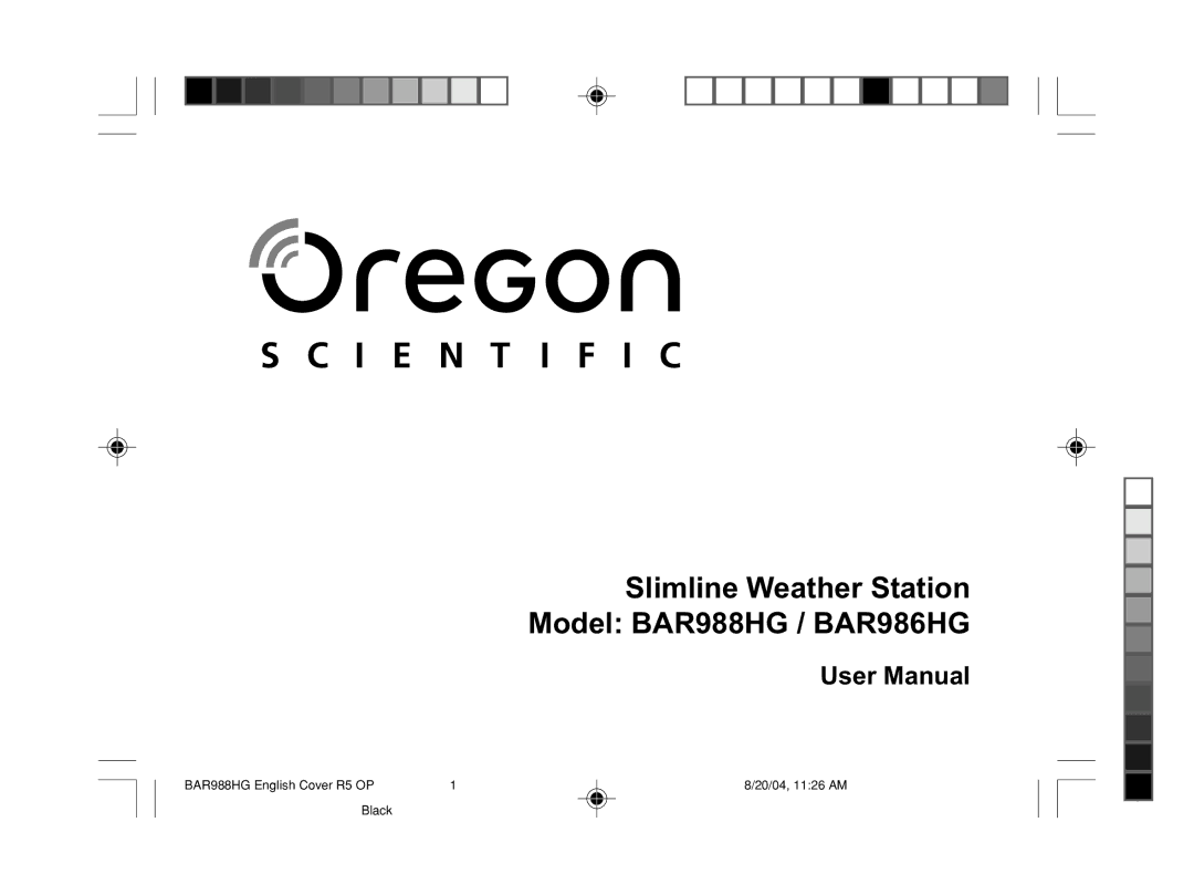 Oregon Scientific user manual Slimline Weather Station Model BAR988HG / BAR986HG 