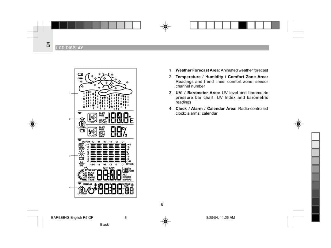 Oregon Scientific BAR988HG user manual LCD Display 