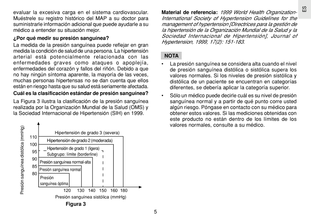 Oregon Scientific BPW120 ¿Por qué medir su presión sanguínea?, Cuál es la clasificación estándar de presión sanguínea? 